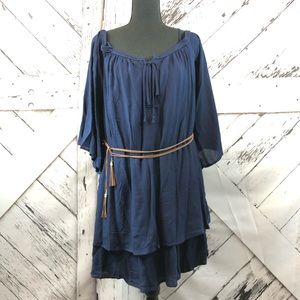 Papaya | Navy blue cold shoulder dress